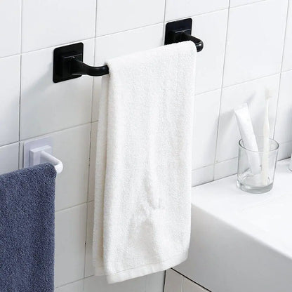 Kitchen Bathroom Wall Bath Towel Holder Rail Rack Portable Self Adhesive Towel Rod Bar Useful Household Gadget