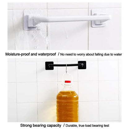 Kitchen Bathroom Wall Bath Towel Holder Rail Rack Portable Self Adhesive Towel Rod Bar Useful Household Gadget