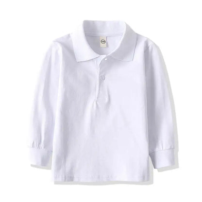 Children Long Sleeve Cotton School Uniform White