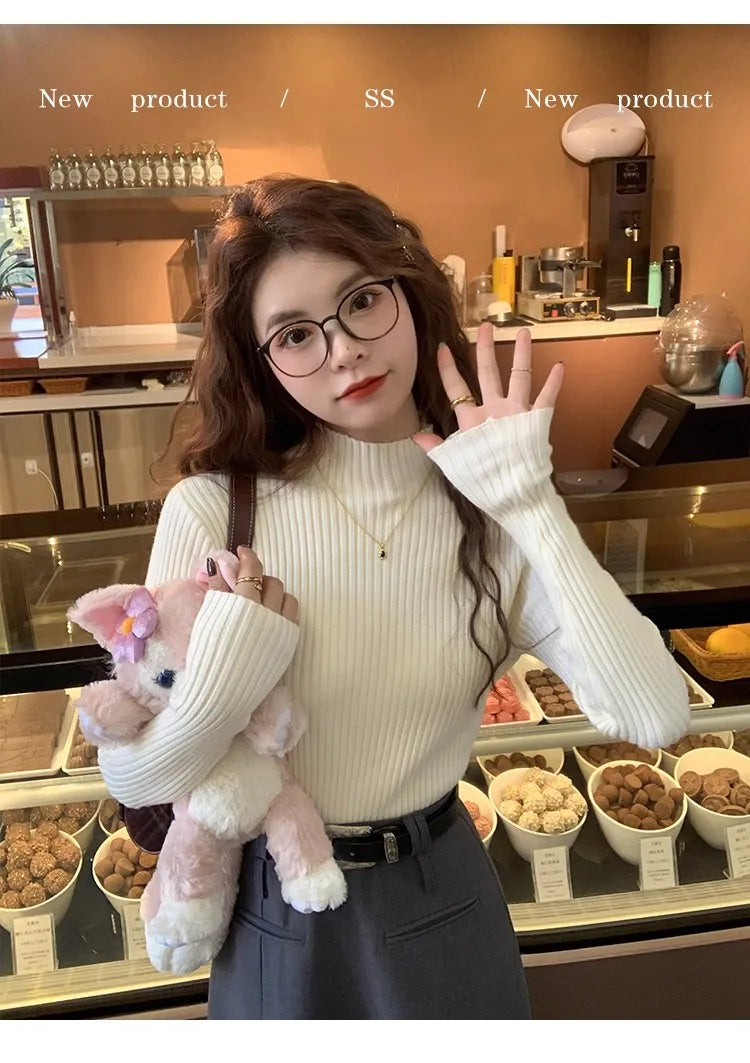 Chic Women’s Turtleneck Knit Sweater – Autumn Winter Slim Pullover