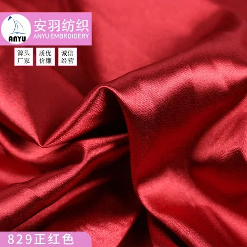 Stretch Satin Fabric By The Meter for Cheongsam Hanfu Dresses Sewing Plain Soft Skin-friendly High-density Cloth Thin Breathable
