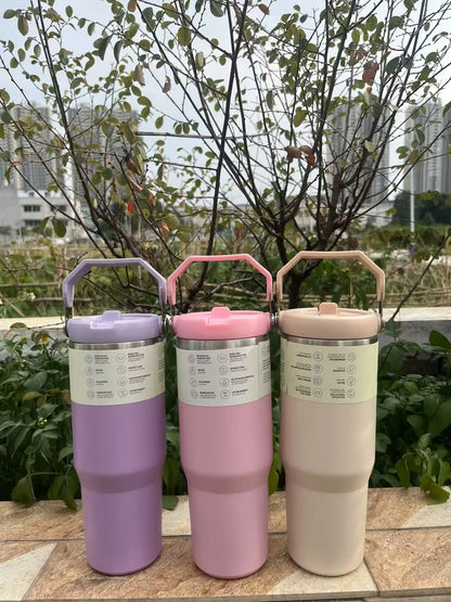 MINISO 30 oz Vacuum Thermos Cup with Treatment Double Layer Thermos Cup Stainless Steel Sports Water Bottle Hot and Cold Drinks