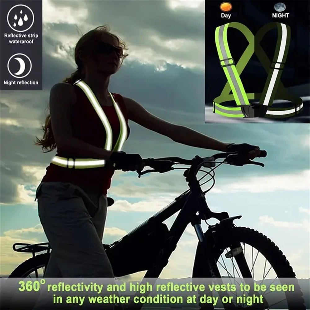 1Pc High Visibility Reflective Adjustable Vest for Running and Night Riding - Stay Safe and Visible in Low Light Conditions