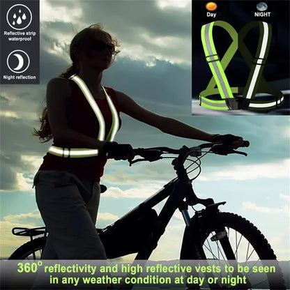 1Pc High Visibility Reflective Adjustable Vest for Running and Night Riding - Stay Safe and Visible in Low Light Conditions