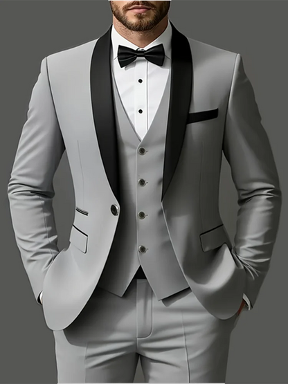 Men’s 3-Piece Suit Set – Jacket, Vest &amp; Pants for Weddings &amp; Formal Events