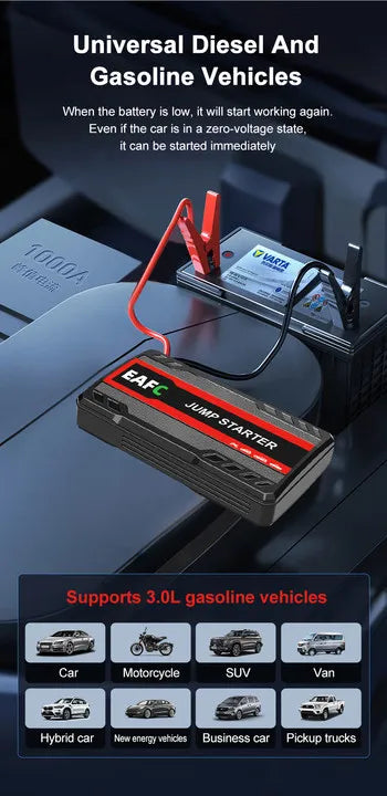 EAFC 12V Car Jump Start 600A-2000A Car Battery Starter Booster Auto Starting Device Emergency Start Portable Power Bank