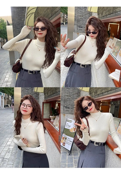Chic Women’s Turtleneck Knit Sweater – Autumn Winter Slim Pullover