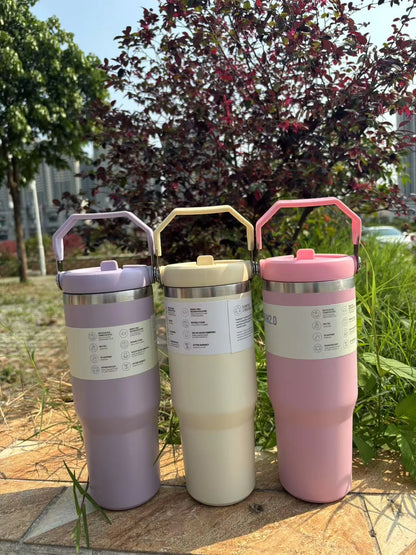 MINISO 30 oz Vacuum Thermos Cup with Treatment Double Layer Thermos Cup Stainless Steel Sports Water Bottle Hot and Cold Drinks