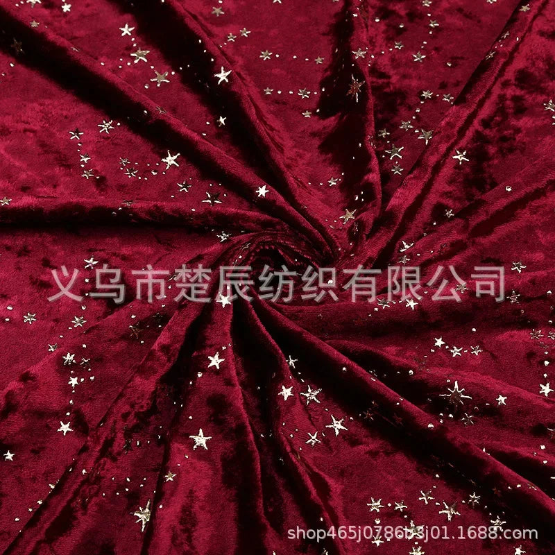 Bronzing Star Velvet Fabric By The Meter for Accessory Dress Pajamas Curtain Pillow Sofa Sewing Velour Cloth Stretch Warm Smooth