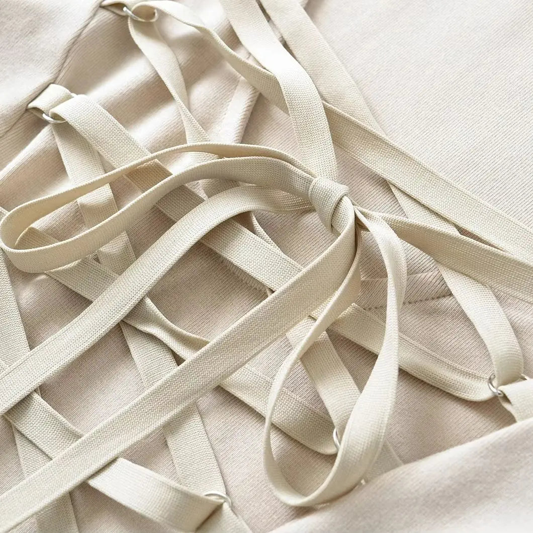 Crisluvᵀᴹ Women’s Y2K Lace-Up V-Neck Cropped Long Sleeve Top