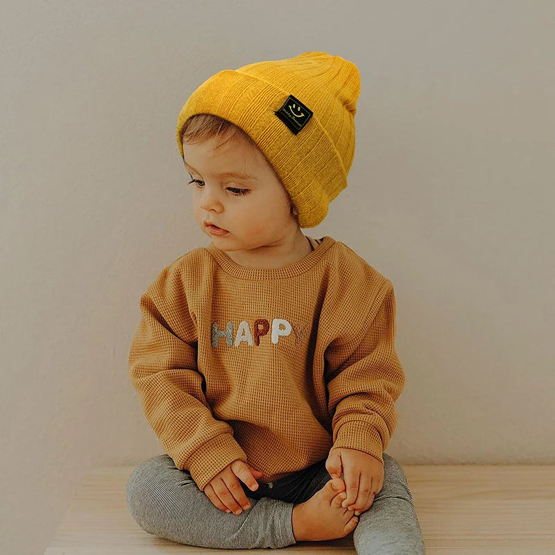 Autumn Winter Solid Color Baby Boys Girls Hat Knitted Soft Kids Beanie Cap For 0-6 Month Newborn Toddler Windproof Warm Hat 2025