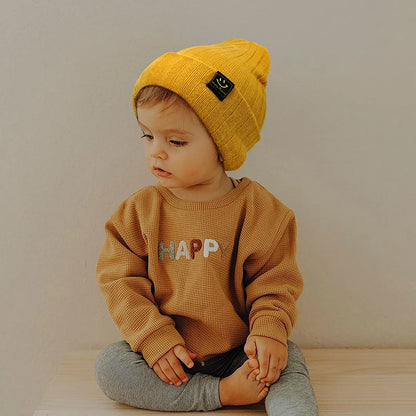 Autumn Winter Solid Color Baby Boys Girls Hat Knitted Soft Kids Beanie Cap For 0-6 Month Newborn Toddler Windproof Warm Hat 2025