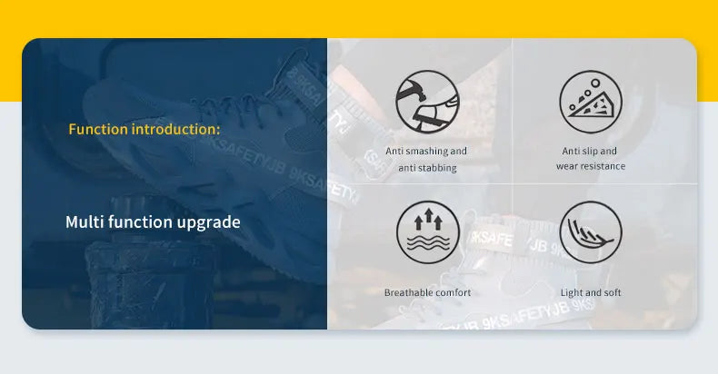 Steel Toe Safety Shoes Men Women Work Safety Boots Lightweight Breathable Comfortable Industrial Construction Sneakers Men Boots