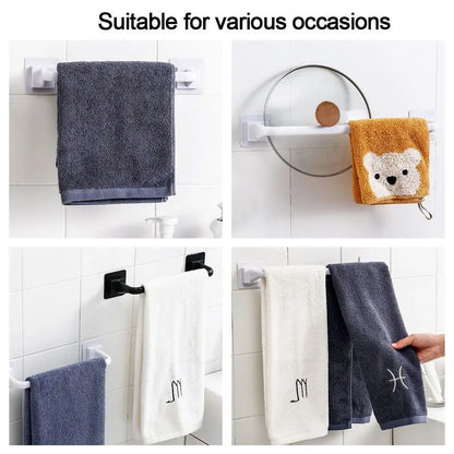Kitchen Bathroom Wall Bath Towel Holder Rail Rack Portable Self Adhesive Towel Rod Bar Useful Household Gadget