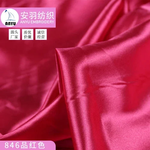 Stretch Satin Fabric By The Meter for Cheongsam Hanfu Dresses Sewing Plain Soft Skin-friendly High-density Cloth Thin Breathable