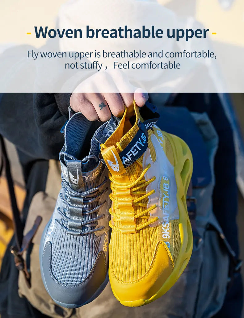 Steel Toe Safety Shoes Men Women Work Safety Boots Lightweight Breathable Comfortable Industrial Construction Sneakers Men Boots