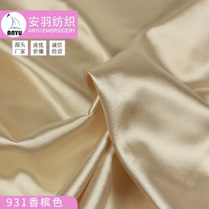 Stretch Satin Fabric By The Meter for Cheongsam Hanfu Dresses Sewing Plain Soft Skin-friendly High-density Cloth Thin Breathable