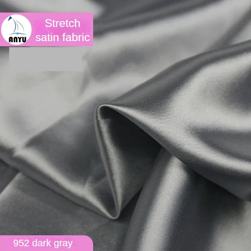 Stretch Satin Fabric By The Meter for Cheongsam Hanfu Dresses Sewing Plain Soft Skin-friendly High-density Cloth Thin Breathable
