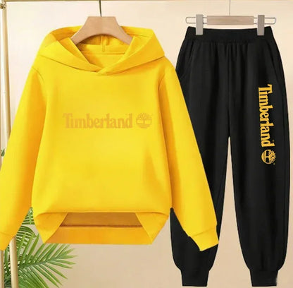 Enfants automne printemps tendance lettre imprimer 2 pièces sweat à capuche + pantalon survêtements 2-13 ans garçons filles tenu