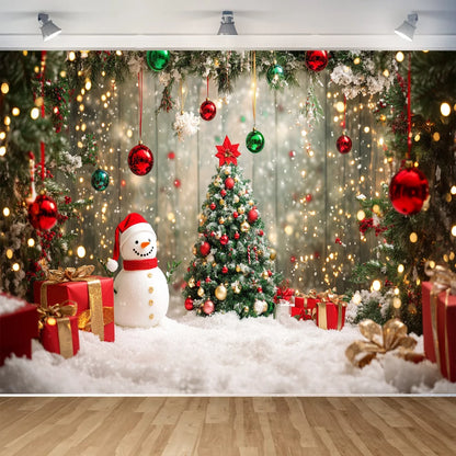 Christmas Decoration 2025 Photography Background Christmas Tree Snowman Photo Background Xmas Party Supplies Home Wall Banner