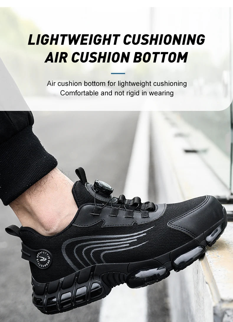 Rotating Button Unisex Safety Shoes Men For Work Sneakers Shoes Puncture-Proof Protective Women Shoes Steel Toe Work footwear