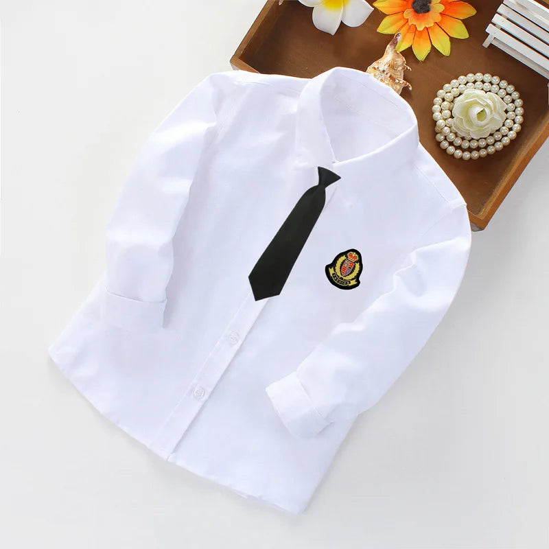 2025 Girls Long Sleeve White Shirt Primary Student Middle Big Kid Summer School Uniform Soft Breathable Campus Wear