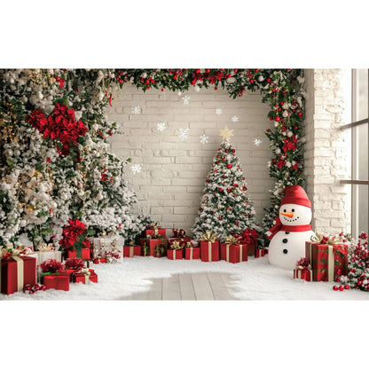 Christmas Decoration 2025 Photography Background Christmas Tree Snowman Photo Background Xmas Party Supplies Home Wall Banner
