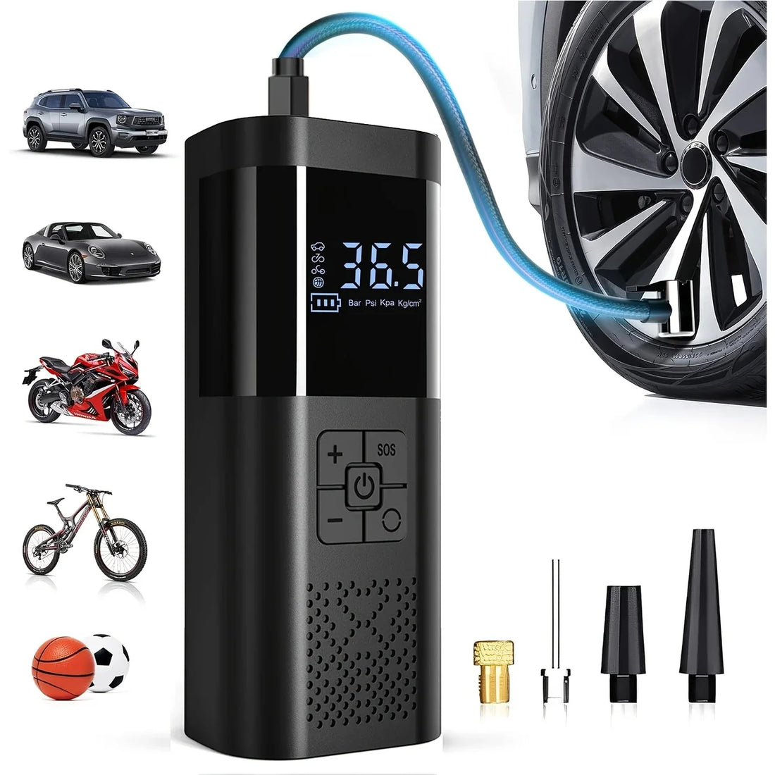 Portable Car Air Compressor 3X Faster 150PSI Cordless Tire Inflator Pump with Digital Gauge for Car Motorcycle Bike Air Pump