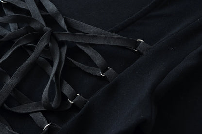 Crisluvᵀᴹ Women’s Y2K Lace-Up V-Neck Cropped Long Sleeve Top