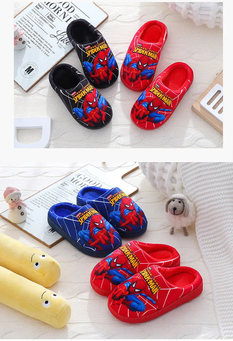 Cartoon Printed Spider-man Cotton Slippers For Children&