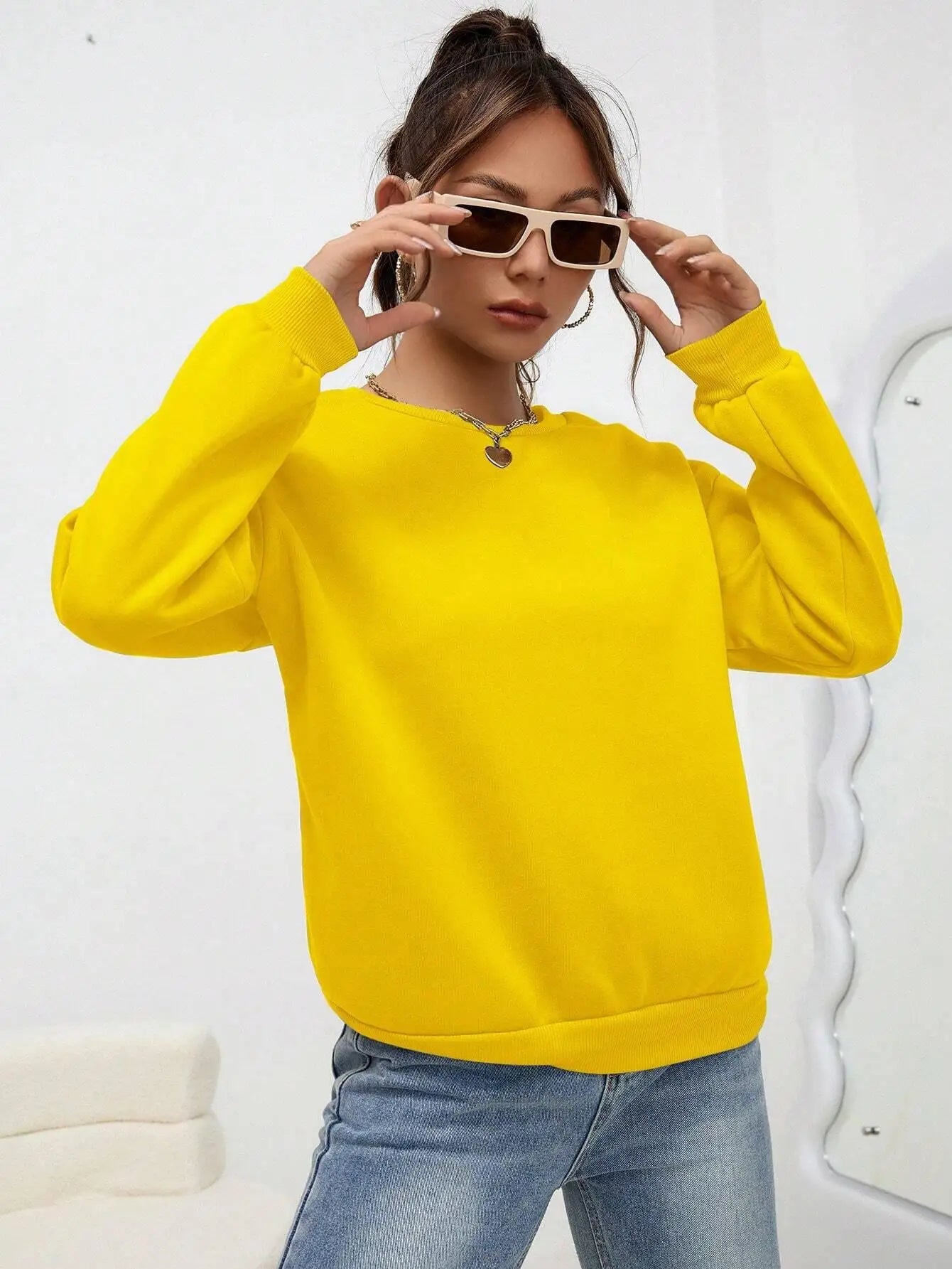 Women’s Casual Solid Color Hoodie – Loose Crewneck Autumn Pullover