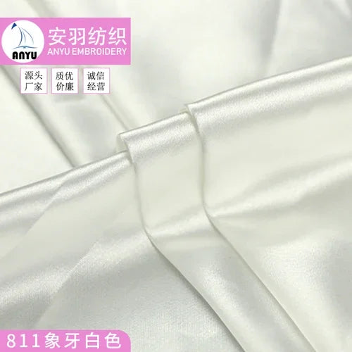 Stretch Satin Fabric By The Meter for Cheongsam Hanfu Dresses Sewing Plain Soft Skin-friendly High-density Cloth Thin Breathable