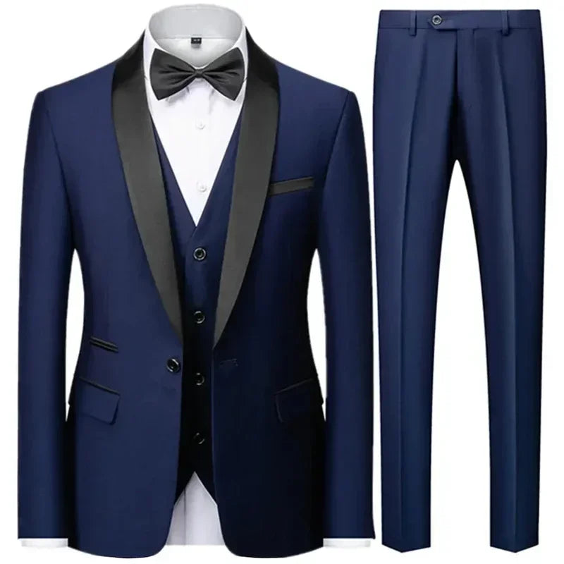 Men’s 3-Piece Slim Fit Suit – Blazer, Vest &amp; Pants for Wedding &amp; Party