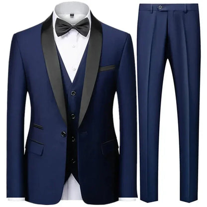 Men’s 3-Piece Slim Fit Suit – Blazer, Vest &amp; Pants for Wedding &amp; Party