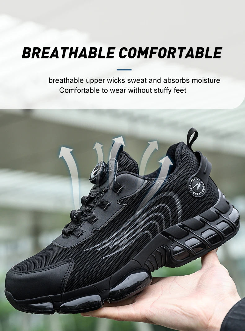 Rotating Button Unisex Safety Shoes Men For Work Sneakers Shoes Puncture-Proof Protective Women Shoes Steel Toe Work footwear