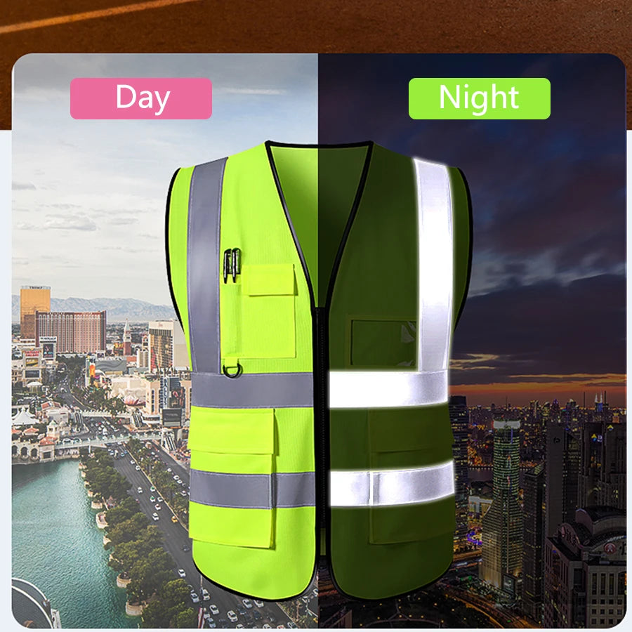 Safety High Visibility Vest Adjustable Security Vests Traffic Night Outdoor For Running Cycling Sports