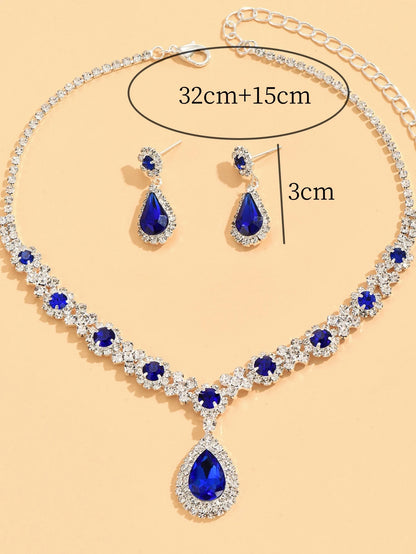 Crisluv™ Bridal Crystal Droplet Necklace &amp; Earrings Set – 3-Piece Elegant Design