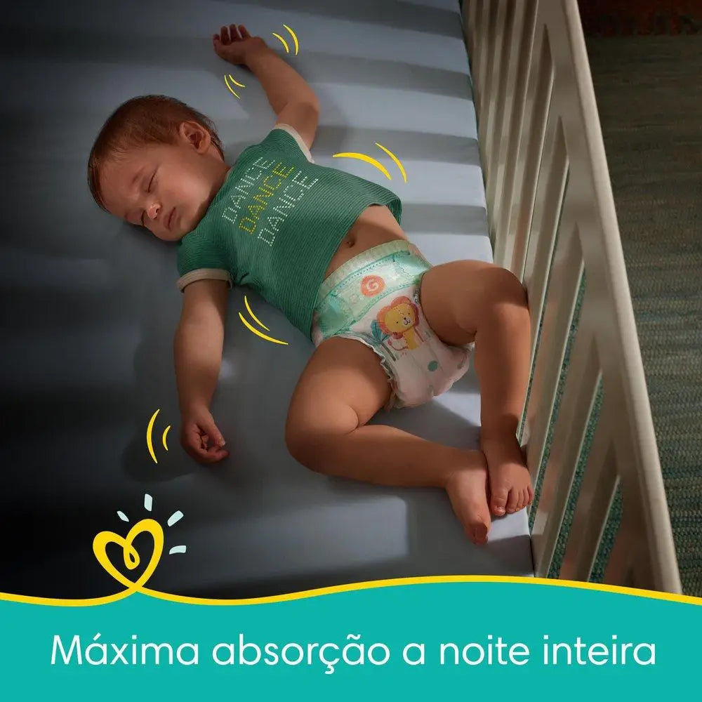 Diaper Pampers Confort Sec Super Size G 60 Units on a sleeping baby, ensuring all-night dryness and comfort.