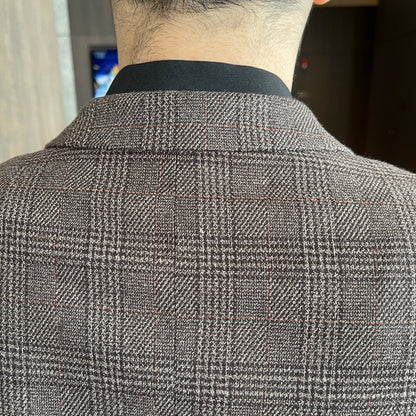 British Men’s Plaid Three-Piece Suit – Korean British Style Business Casual Blazer, Vest &amp; Trousers