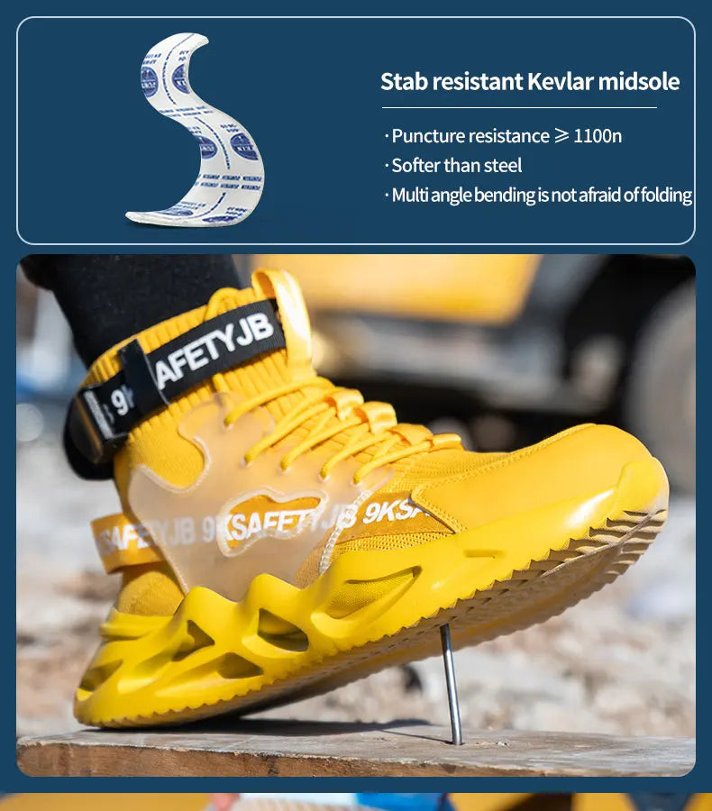 Steel Toe Safety Shoes Men Women Work Safety Boots Lightweight Breathable Comfortable Industrial Construction Sneakers Men Boots