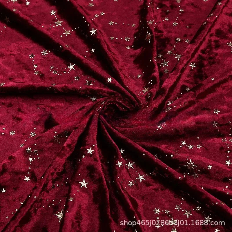 Bronzing Star Velvet Fabric By The Meter for Accessory Dress Pajamas Curtain Pillow Sofa Sewing Velour Cloth Stretch Warm Smooth