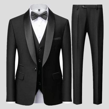 Men’s 3-Piece Slim Fit Suit – Blazer, Vest &amp; Pants for Wedding &amp; Party