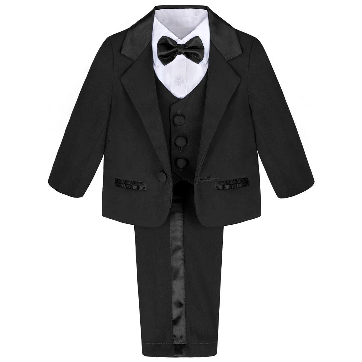 Baby Suit Toddler Tuxedo Infant Boy Tux Formal Wedding Birthday Gentleman Dress Ring Bearer Outfit Black 6 Months to 3 Years