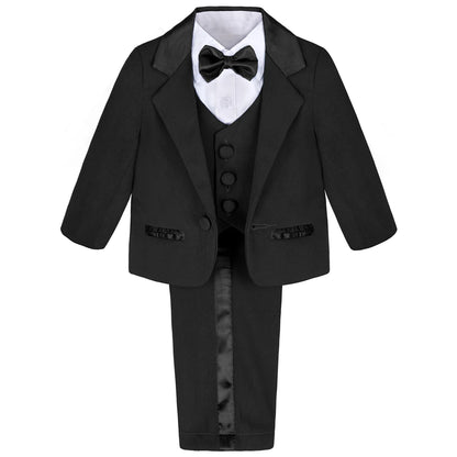 Baby Suit Toddler Tuxedo Infant Boy Tux Formal Wedding Birthday Gentleman Dress Ring Bearer Outfit Black 6 Months to 3 Years