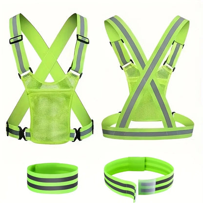 1Pc High Visibility Reflective Adjustable Vest for Running and Night Riding - Stay Safe and Visible in Low Light Conditions