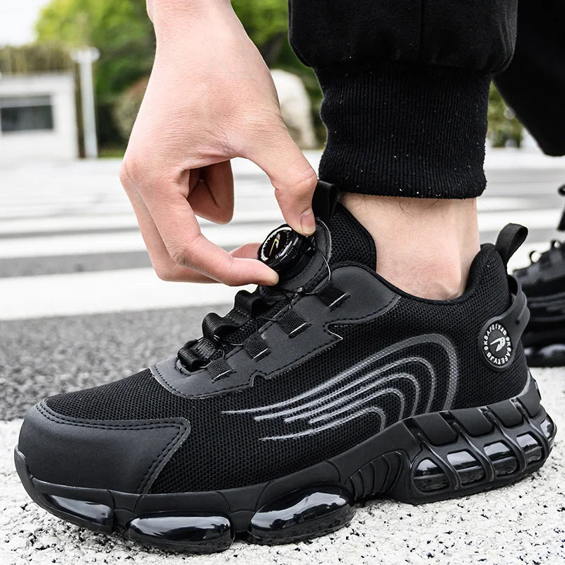 Rotating Button Unisex Safety Shoes Men For Work Sneakers Shoes Puncture-Proof Protective Women Shoes Steel Toe Work footwear