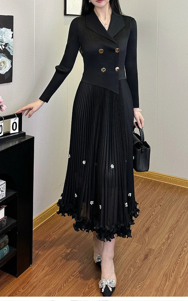Pleated Long Dress Autumn Hot Sale Women&