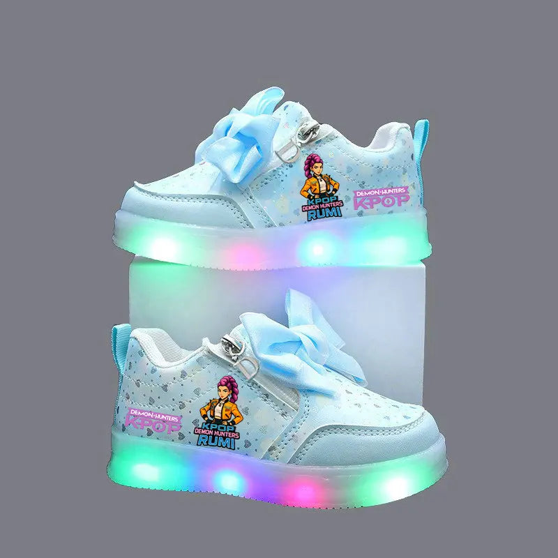 Kpop Demon Hunters Shoes For Kids Children LED Sneakers Baby Toddler Shoes 1-6 Y Anime Huntrix Luminous Sport Shoes Size 21-30