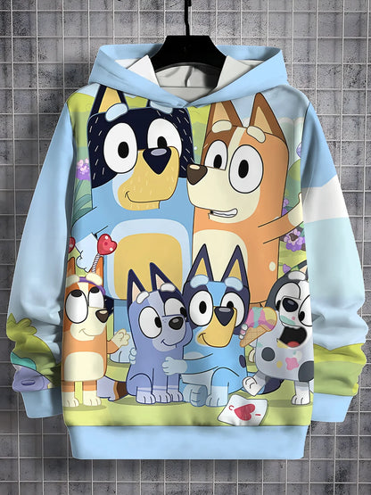Blueys-Bingoed Blue Dog 3D Print All Seasons Children Casual Sweatshirt Cool Pullover Tops Unisex Clothes Boy Girl Hoodies