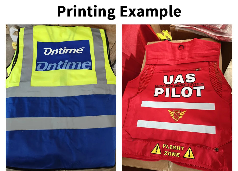 Custom LOGO Safety Vest for Men Work Vest with Pockets and Zipper Safety Construction Two Tone Workwear Vest Volunteer Uniform